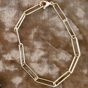 18k over Stainless paper clip bracelet